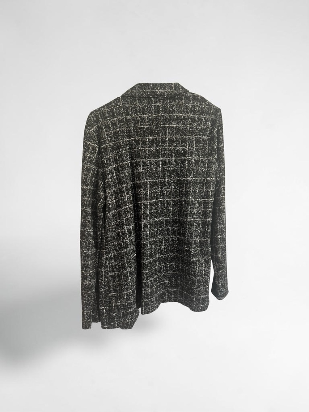 Maurices Black & White Knit Open-Front Cardigan Blazer - Picture 2 of 3